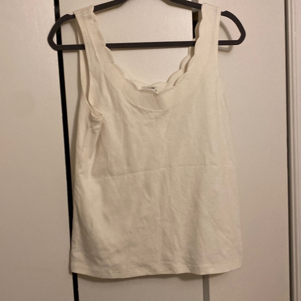 J. Crew scalloped hem tank - cream